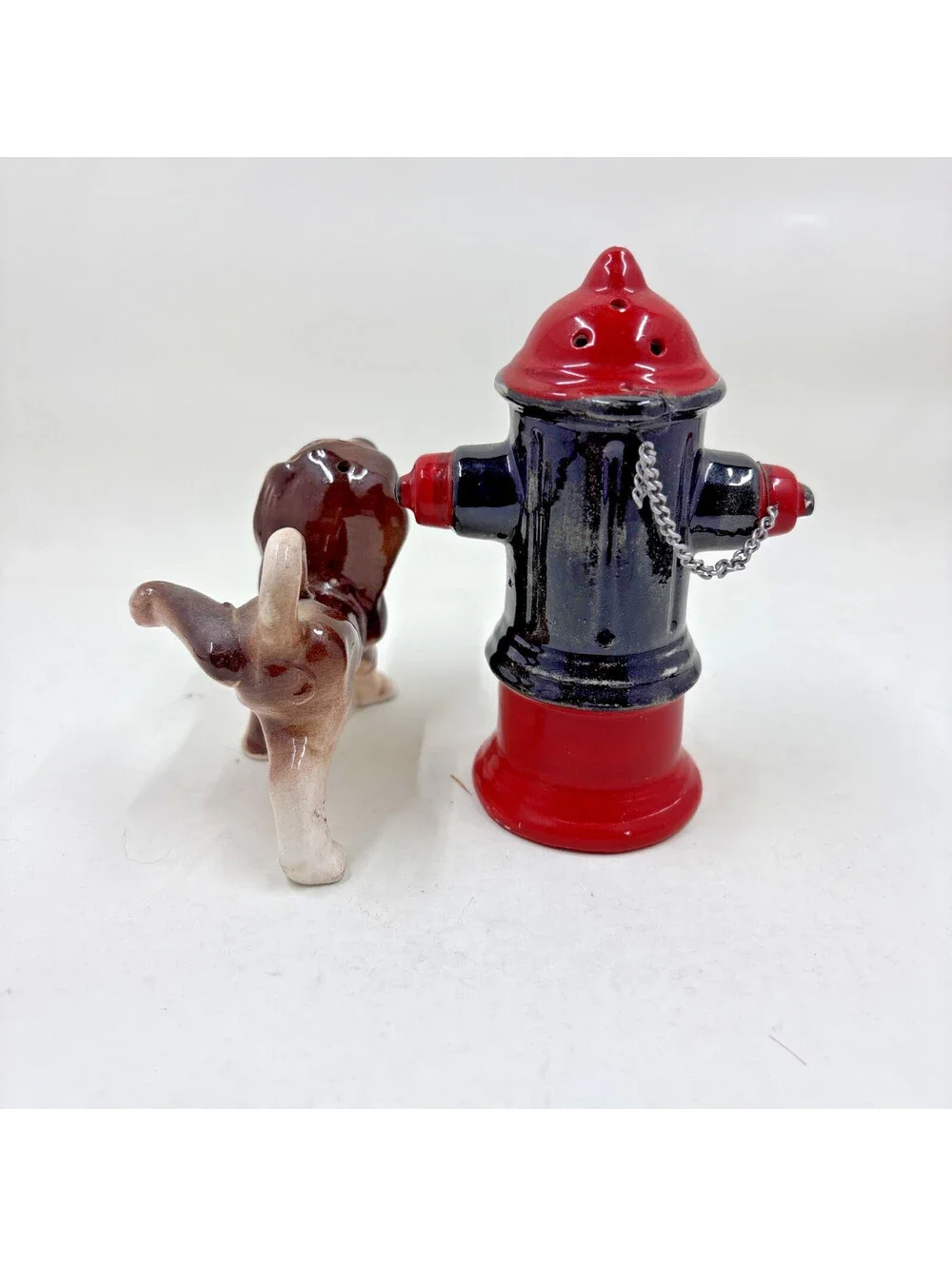 Vintage Hound Dog And Fire Hydrant Salt & Pepper Shakers